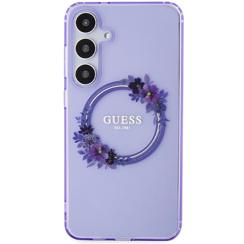 Samsung Galaxy S24 Guess IML Flowers Wreath Case MagSafe Compatible