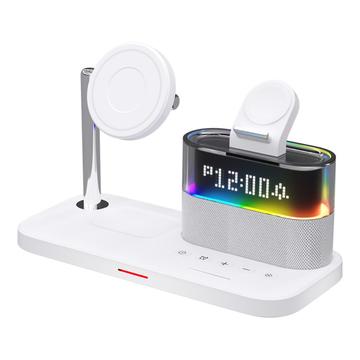 5-in-1 Magnetic Wireless Charging Station w. Alarm Clock Night Light - iPhone, AirPods, Apple Watch