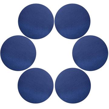 6 Pcs. Coasters in PU Leather Ø 10 cm - Dark Blue