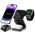 A390 3-in-1 Foldable Magnetic Wireless Charger - 15W - Black