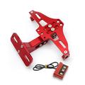 Adjustable CNC Aluminum Alloy Motorcycle License Plate Holder Bike Light Telescopic Bracket with LED Light - Red