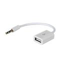 Akyga USB to AUX Adapter 15cm - USB-A Female/3.5mm Male - White