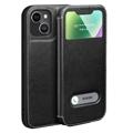 Dual View iPhone 14 Plus Flip Leather Case - Black