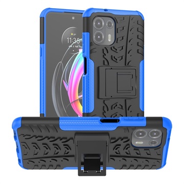 Anti-Slip Motorola Edge 20 Lite Hybrid Case with Stand - Blue / Black