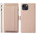 iPhone 14 2-in-1 Magnetic Wallet Case with Zipper - Beige