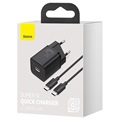 Baseus Super Si Quick Charger and USB-C/USB-C Cable - 25W - Black