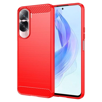 Honor 90 Lite/X50i Brushed TPU Case - Carbon Fiber - Red