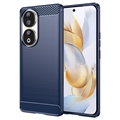 Honor 90 Brushed TPU Case - Carbon Fiber - Blue