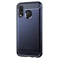 Samsung Galaxy A40 Brushed TPU Case - Carbon Fiber - Blue