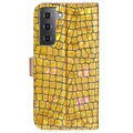 Croco Bling Series Samsung Galaxy S21 FE 5G Wallet Case - Gold