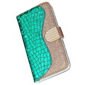 Croco Bling Series Samsung Galaxy S21 FE 5G Wallet Case - Green