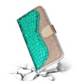 Croco Bling Series Samsung Galaxy S21 Ultra 5G Wallet Case - Green