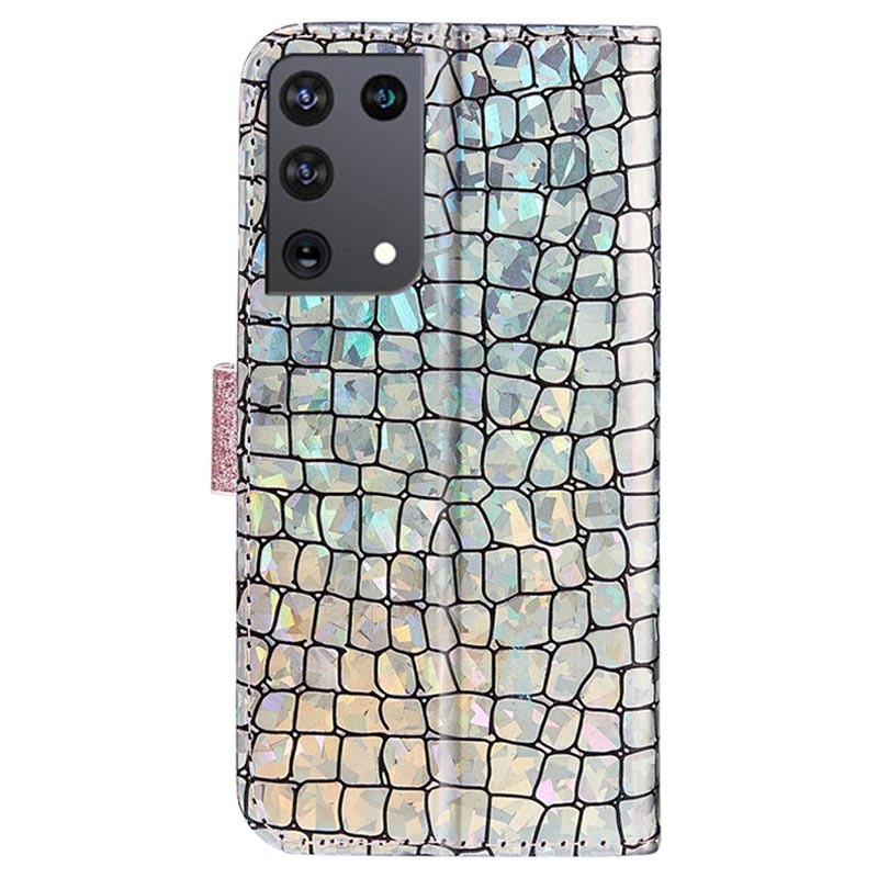 Croco Bling Series Samsung Galaxy S21 Ultra 5g Wallet Case Rose Gold