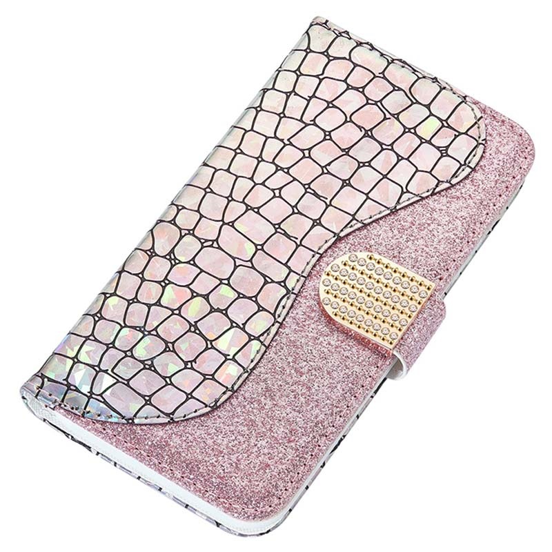 Croco Bling Series Samsung Galaxy S21 Ultra 5g Wallet Case Rose Gold