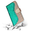 Croco Bling iPhone 12/12 Pro Wallet Case - Green