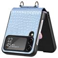 Crocodile Series Samsung Galaxy Z Flip4 5G Case with Strap - Blue