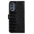 Crocodile Series Motorola Moto G62 5G Wallet Leather Case with RFID - Black