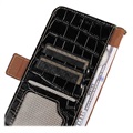 Crocodile Series Samsung Galaxy S21 FE 5G Wallet Leather Case with RFID - Black