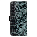 Crocodile Series Samsung Galaxy S21 FE 5G Wallet Leather Case with RFID - Green