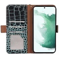 Crocodile Series Samsung Galaxy S21 FE 5G Wallet Leather Case with RFID - Green