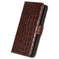 Crocodile Series iPhone 14 Wallet Leather Case with RFID - Brown