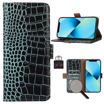 Crocodile Series iPhone 14 Wallet Leather Case with RFID - Black