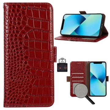 Crocodile Series iPhone 14 Wallet Leather Case with RFID - Black