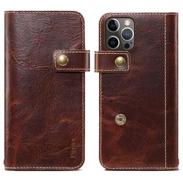 Denior Vintage Series iPhone 14 Pro Wallet Leather Case - Brown