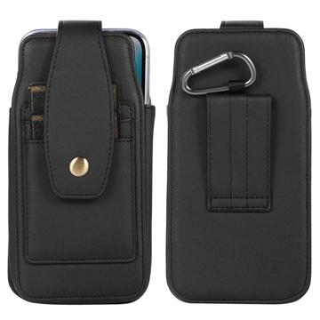 Elegant Universal Belt Clip Case 6.7" - Card Slots, Carabiner - Black