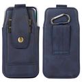 Elegant Universal Belt Clip Case 6.7" - Card Slots, Carabiner - Blue