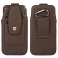 Elegant Universal Belt Clip Case 6.7" - Card Slots, Carabiner - Coffee