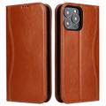 Fierre Shann iPhone 14 Pro Wallet Leather Case - Brown