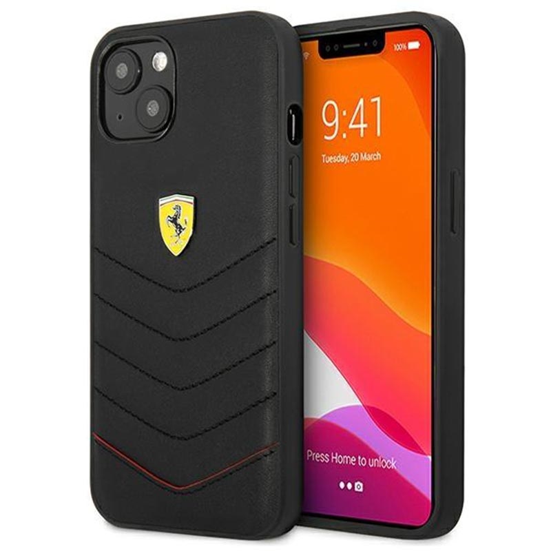 Ferrari Off Track Quilted iPhone 13 Leather Case Black