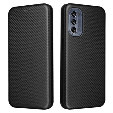 Motorola Moto G62 5G Flip Case - Carbon Fiber - Black