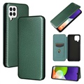 Samsung Galaxy A22 4G Flip Case - Carbon Fiber - Green