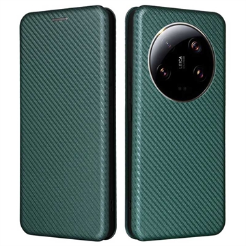 Xiaomi 13 Ultra Flip Case - Carbon Fiber - Green