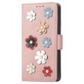 Flower Decor Series iPhone 14 Pro Wallet Case - Rose Gold