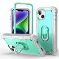 3-in-1 Shockproof iPhone 14 Plus Hybrid Case - Grey / Mint