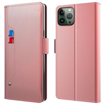 Makeup Mirror iPhone 14 Pro Max Flip Case - Rose Gold