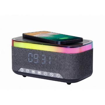 Gembird Digital Alarm Clock with RGB Lights, Wireless Charging 15W