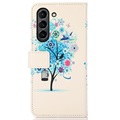 Glam Series Samsung Galaxy S21 FE 5G Wallet Case - Flowering Tree / Blue