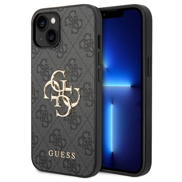 iPhone 15 Guess 4G Big Metal Logo Hybrid Case - Grey