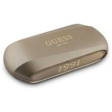 Guess Elongated Metallic Printed Logo Wireless Headphones with Charging Case - Gold