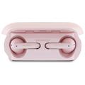 Guess Elongated Metallic Printed Logo Wireless Headphones with Charging Case - Pink