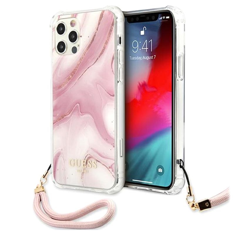 Guess Marble Collection Iphone 12 Pro Max Case With Hand Strap