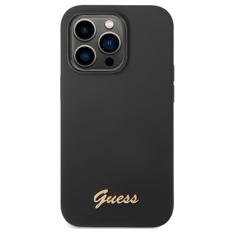 Funda de Silicona Guess Metal Logo para iPhone 14 Pro Max - Negro