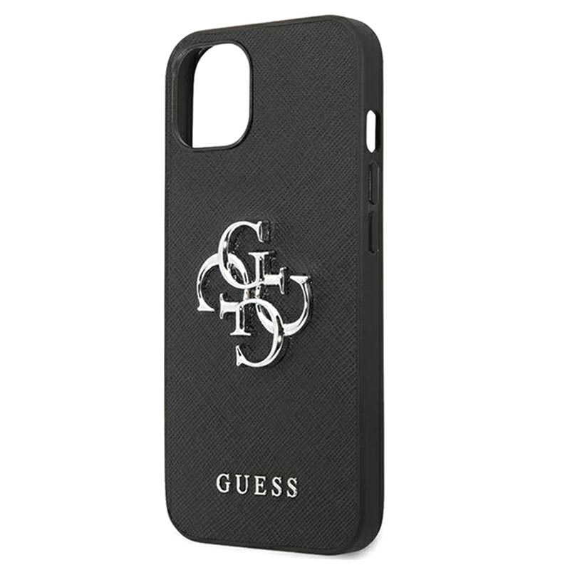Daarom Onderdrukker tentoonstelling Guess Saffiano 4G Metal Logo iPhone 13 Mini Hybrid Case - Black