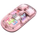 HXSJ T200 Dual-Mode Wireless Bluetooth Mouse with RGB Lighting - Pink