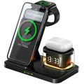 HYY-H33 5-in-1 15W Foldable Charging Station with Night Light - Black