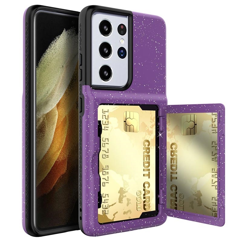 Samsung Galaxy S21 Ultra 5g Hybrid Case With Hidden Mirror Card Slot Purple